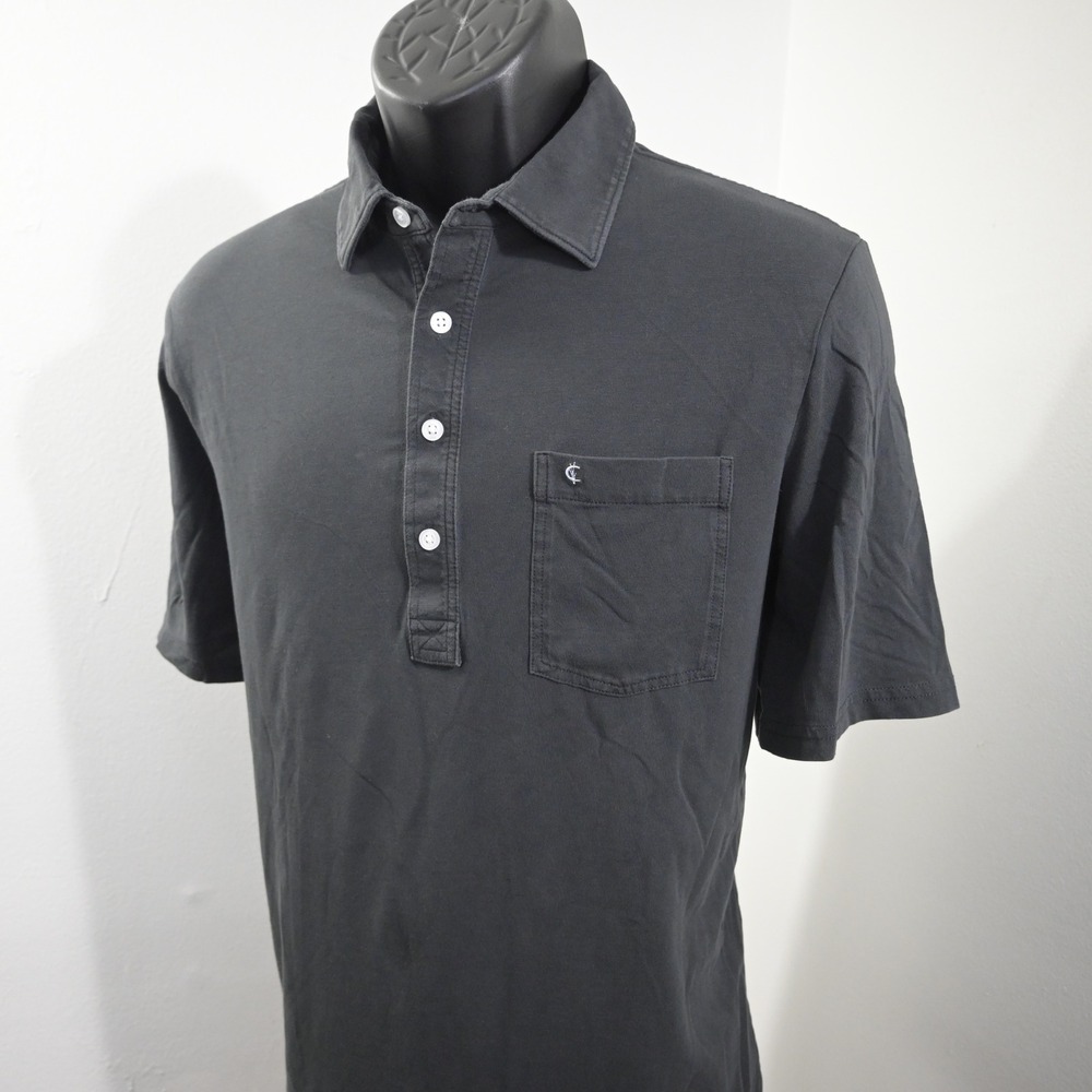 Criquet Golf Polo Mens Large Black Pima Cotton Spandex Short Sleeve Pocket